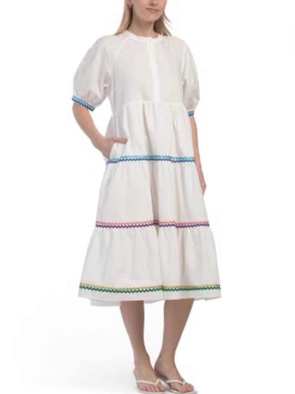 New! English Factory Ric Rac Trimmed Tiered Dress size M